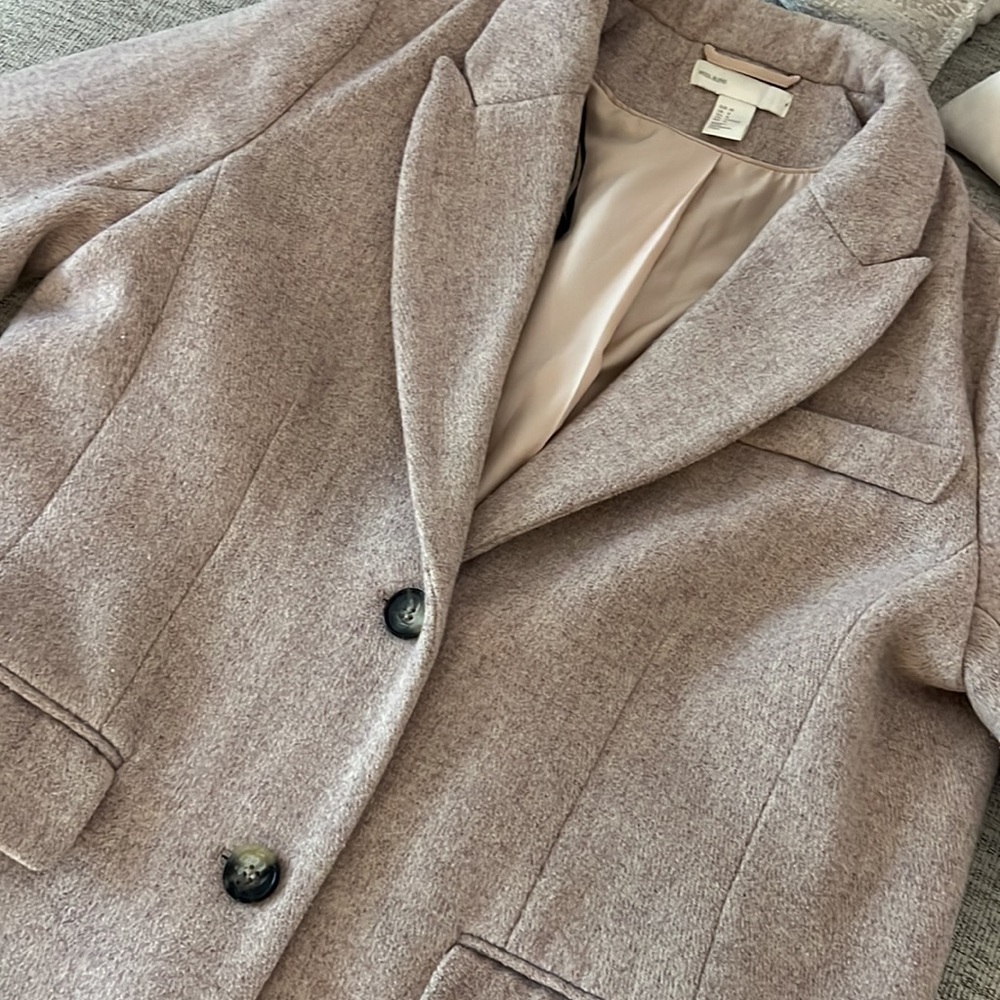 H&M Wool Blend Coat Dusty Pink Grey - Picture 8 of 14